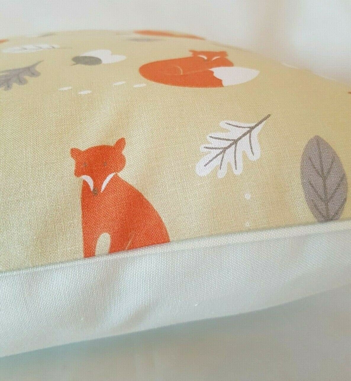 Fox Cushion Cover , Acorn Cushion Cover , Yellow Orange Pillow Cover , Kids Cushion , Decorative Cushion , Throw Pillow Cover UK - CushionCoverAndDecor