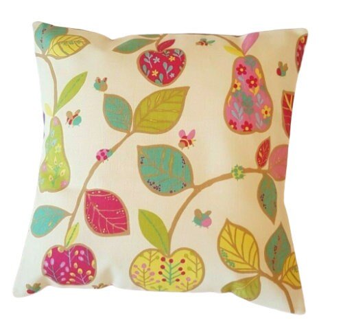 Fruit Floral Cushion Cover , Apples Pear Pillow Cover , Kids Cushion , Decorative Cushion , Throw Pillow Cover UK - CushionCoverAndDecor