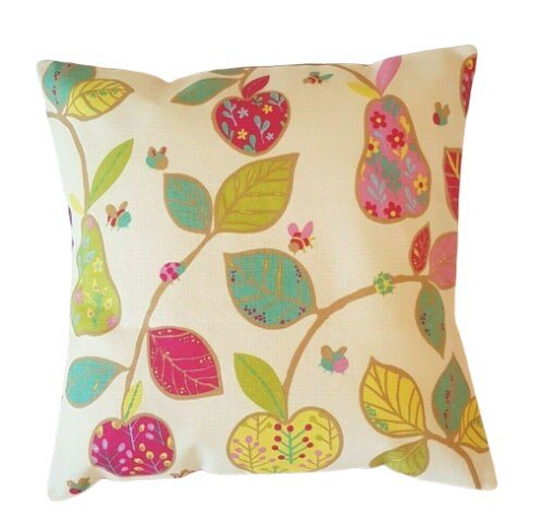 Fruit Floral Cushion Cover , Apples Pear Pillow Cover , Kids Cushion , Decorative Cushion , Throw Pillow Cover UK - CushionCoverAndDecor