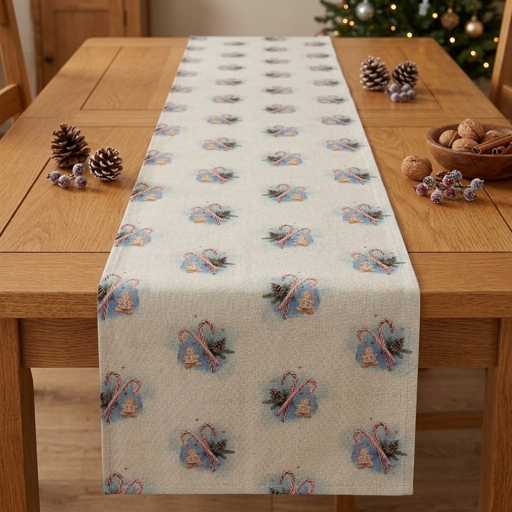 Festive Candy & Gingerbread Man Christmas Table Runner