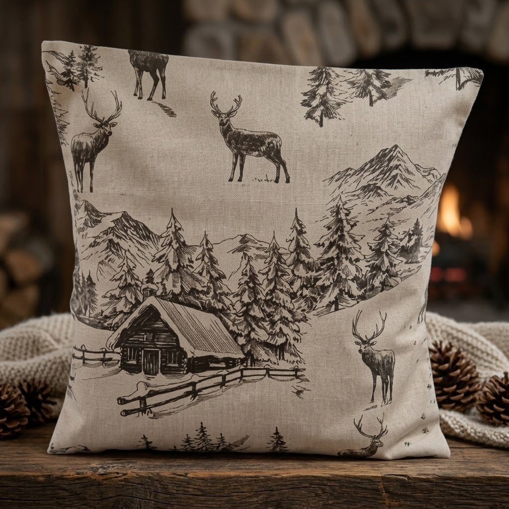 Winter Woodland Stag Christmas Cushion Cover