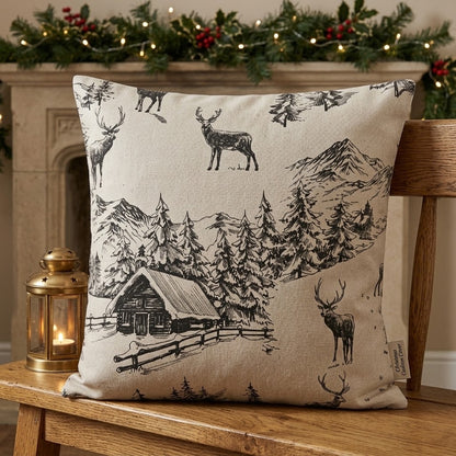 Winter Woodland Stag Christmas Cushion Cover