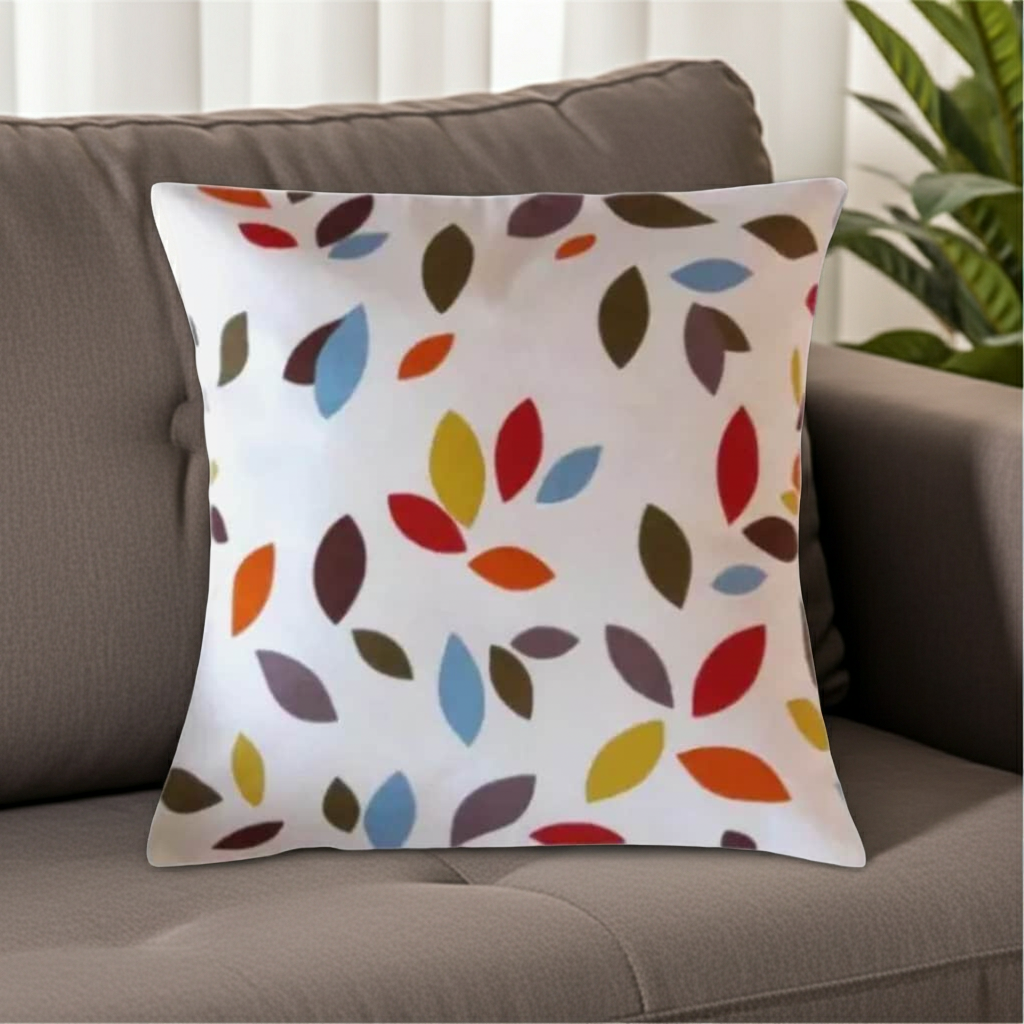 Vibrant Scattered Leaves Cushion Cover