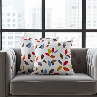 Vibrant Scattered Leaves Cushion Cover