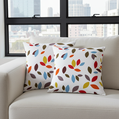 Vibrant Scattered Leaves Cushion Cover