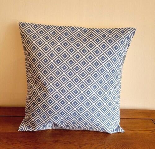 Geometric Cushion Cover , Denim Blue Pillow Cover , Blue Pillow Sham , Throw Pillow , Cushion Cover UK, Decorative Cushion - CushionCoverAndDecor