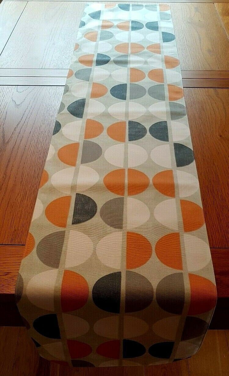 Geometric Table Runner , Orange Table Runner , Shoreditch Mango Table Runner , Table Runner UK 36" 48" 54" 60" 64" 72" 84" 96" 104" - CushionCoverAndDecor