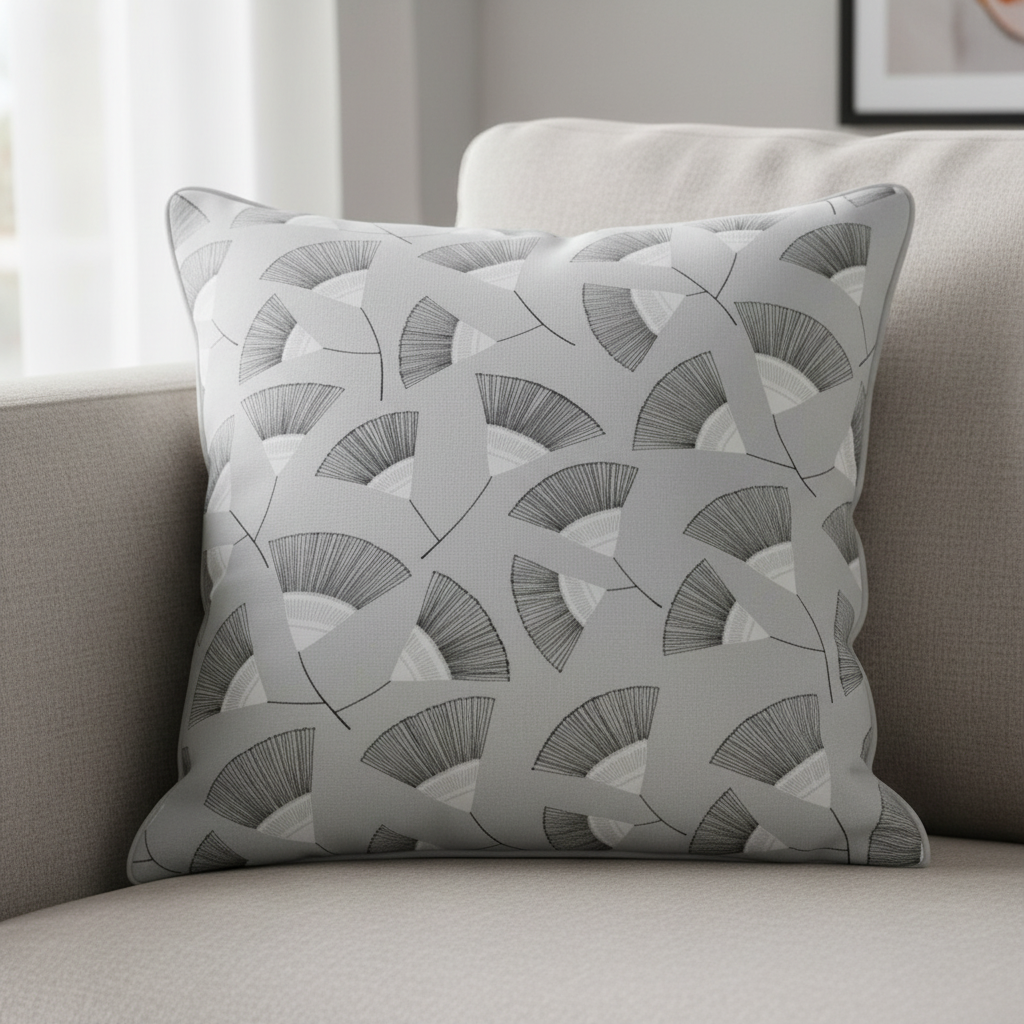 Retro Dandelion Floral Grey Cushion Cover