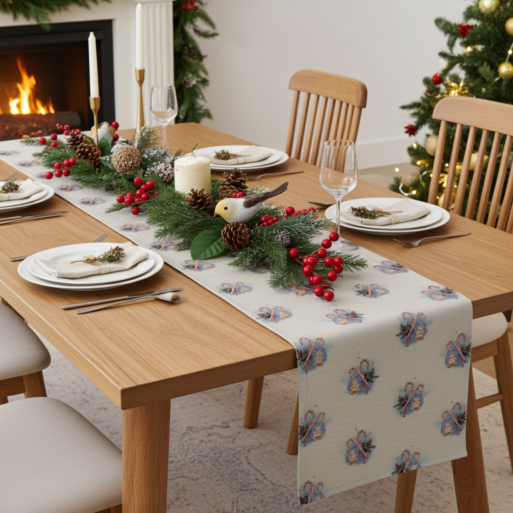 Candy Gingerbread Man Christmas Table Runner