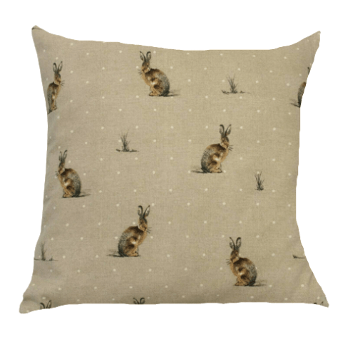 Hartley Hare Cushion Cover , Easter Cushion Cover 12" 14" 16" 17" 18" 20" 22" 24" Handmade - CushionCoverAndDecor