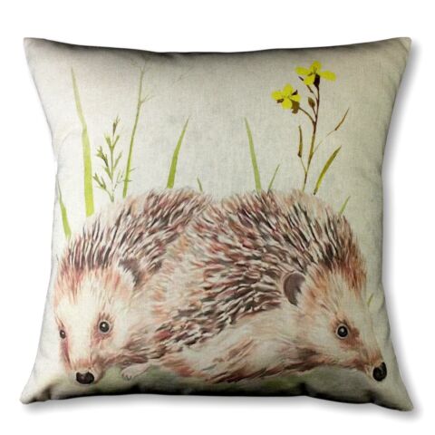 Hedgehog Cushion Cover , Country Creatures Animal Linen-Look Pillow Cover , Cushion Cover UK - CushionCoverAndDecor