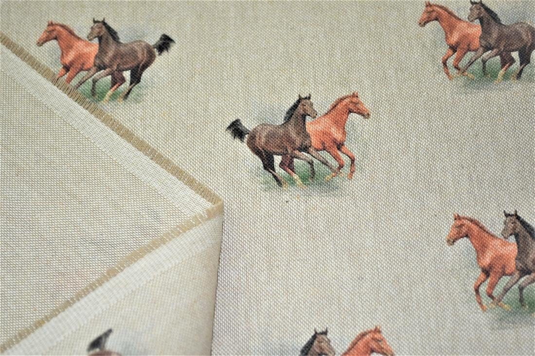 Horses Tablecloth , Linen Look Tablecloth , Tablecloth UK - CushionCoverAndDecor