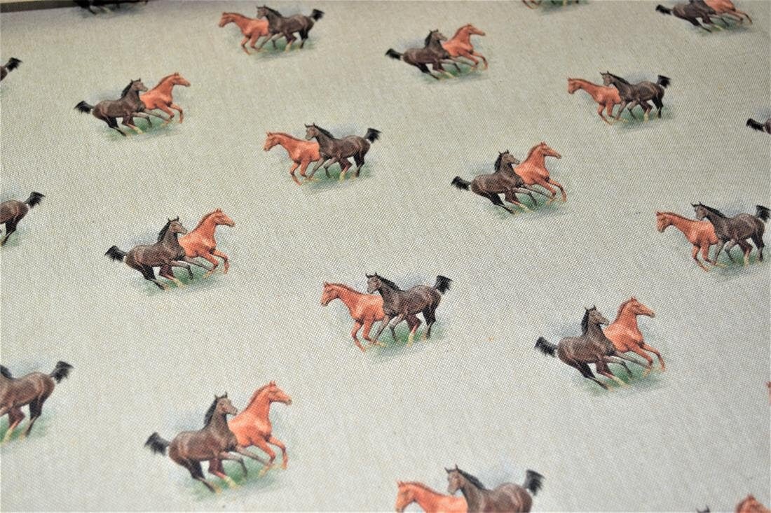 Horses Tablecloth , Linen Look Tablecloth , Tablecloth UK - CushionCoverAndDecor