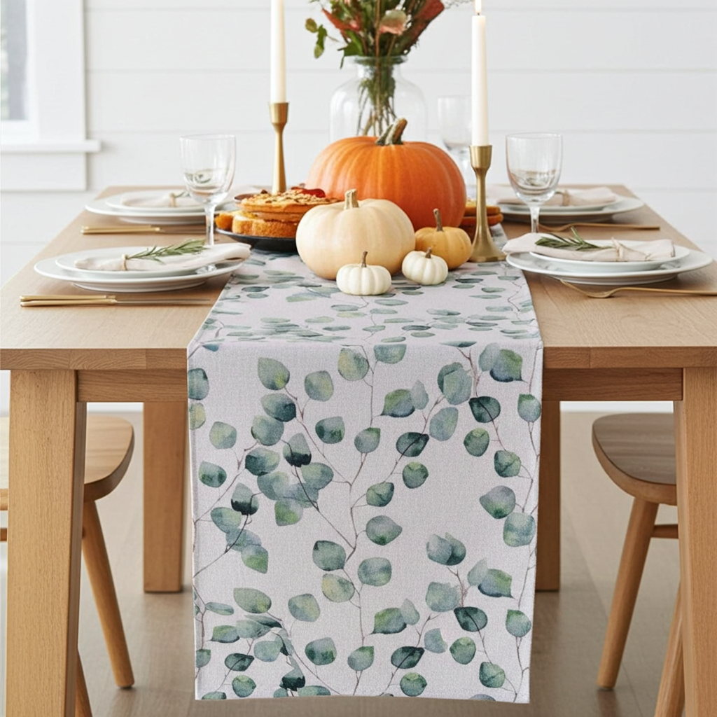 Eucalyptus Leaves Green Table Runner