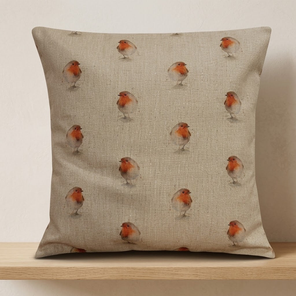 Festive Christmas Robin Cushion Cover