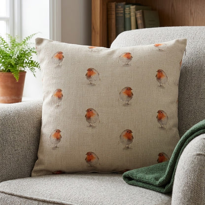 Festive Christmas Robin Cushion Cover