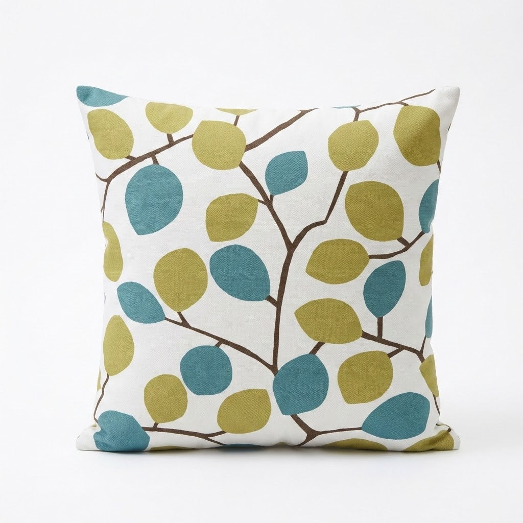Nissa Wasabi Green & Blue Leaf Cushion Cover