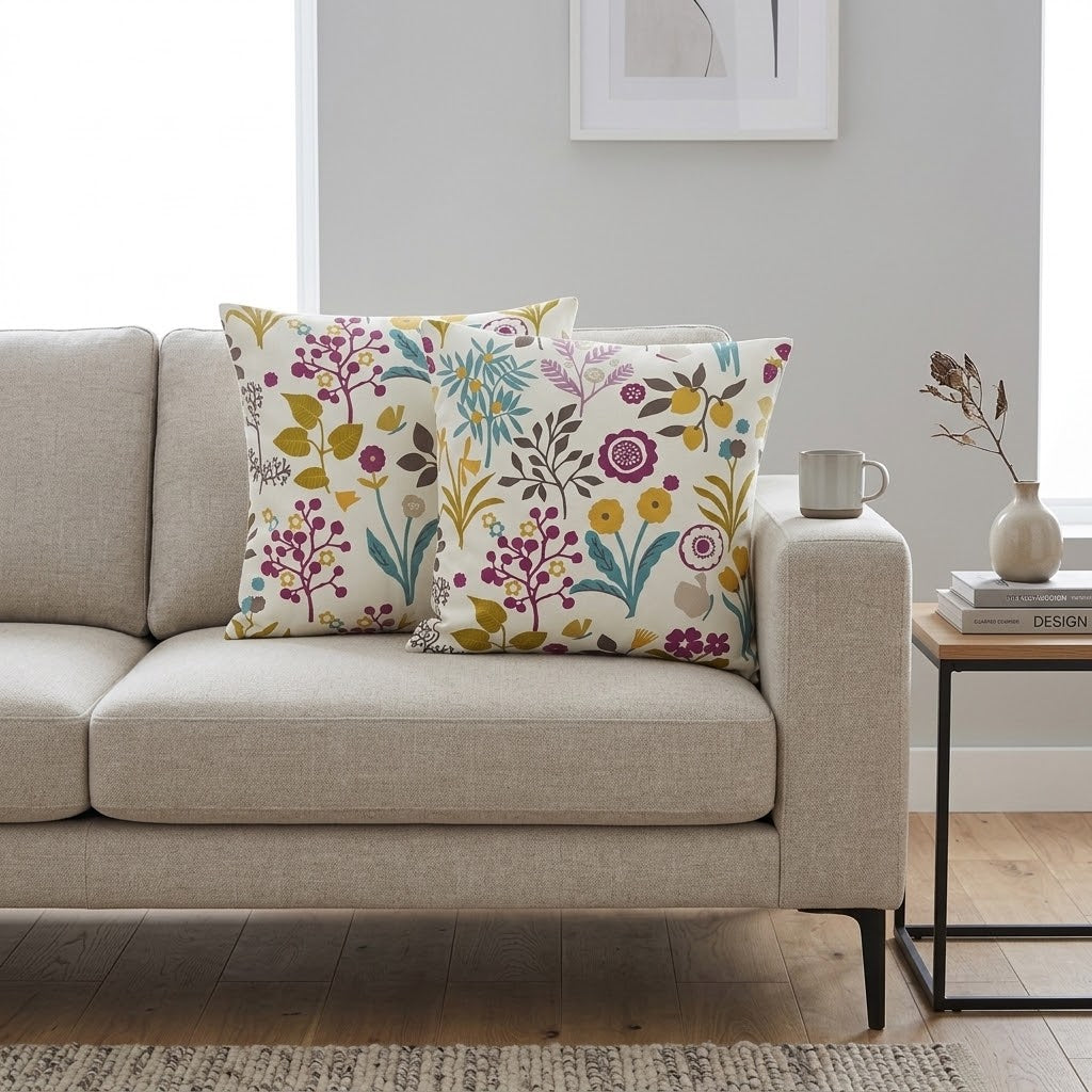 Clarke & Clarke Frida Heather Floral Cushion Cover