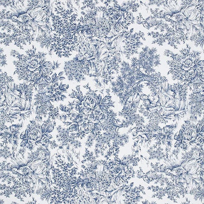 Toile de Jouy Romance Roses Floral White Blue Tablecloth Available In Many Sizes