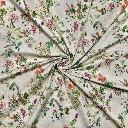 Botanical Garden Floral Tablecloth Napkins, Handmade Cotton Linen Look Fabric