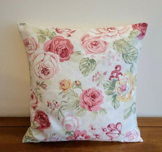 Genevieve Old Rose Red Pink Floral Cushion Cover , Throw Pillow , Scatter Cushions , Cushion Cover UK