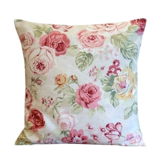 Genevieve Old Rose Red Pink Floral Cushion Cover , Throw Pillow , Scatter Cushions , Cushion Cover UK