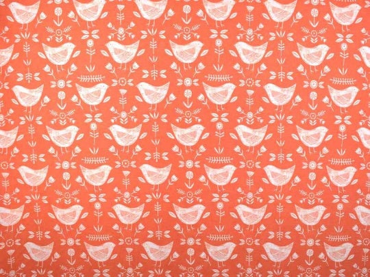 Burnt Orange Bird Print Cushion Cover, Scandinavian Style