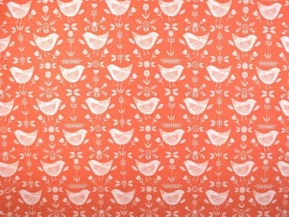 Burnt Orange Bird Print Cushion Cover, Scandinavian Style