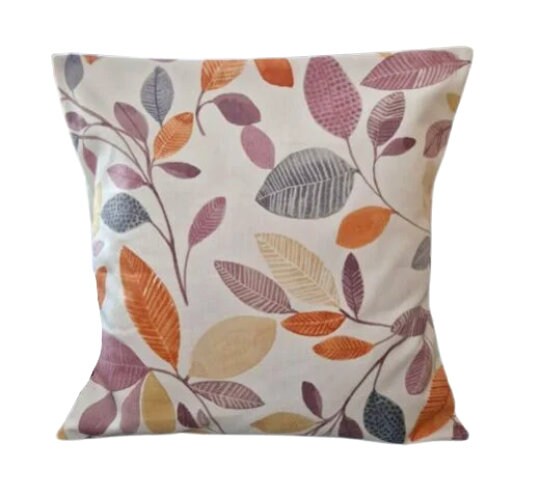 Molveno Burnt Orange Leaf Leaves Cushion Cover , Throw Pillow , Handmade UK