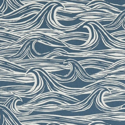 Handmade Ocean Waves Cushion Cover, Nautical Navy Blue Throw Pillow