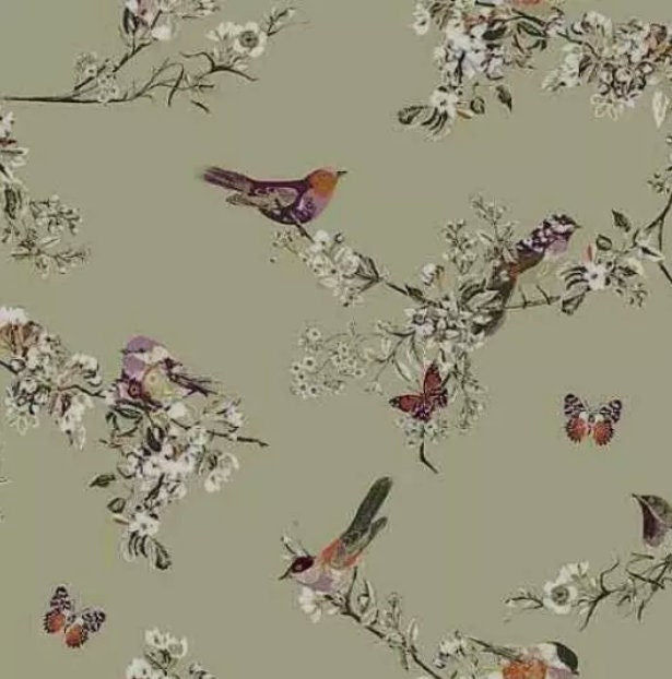 Beautiful Birds Floral Sage Green Cushion Cover , Throw Pillow , Scatter Cushions , Cushion Cover UK