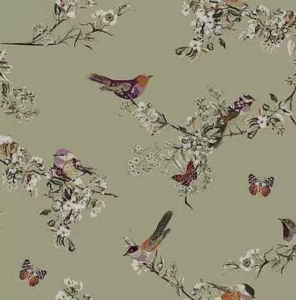 Beautiful Birds Floral Sage Green Cushion Cover , Throw Pillow , Scatter Cushions , Cushion Cover UK