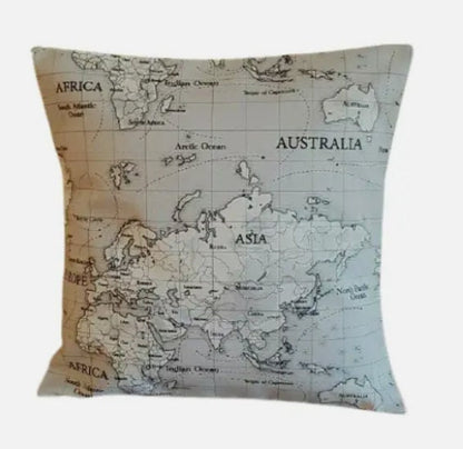 World Maps Atlas Grey Cushion Cover , Throw Pillow , Scatter Cushions , Cushion Cover UK