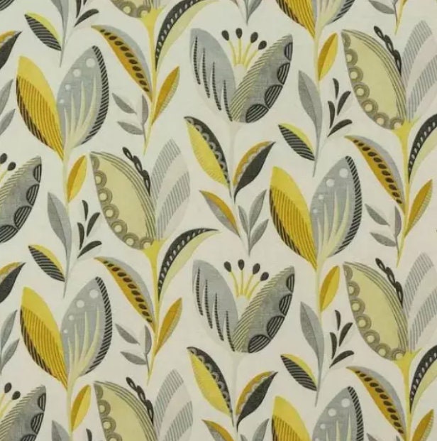 Fryetts Leon Ochre Yellow Grey Floral Cushion Cover , Throw Pillow , Scatter Cushions , Cushion Cover UK