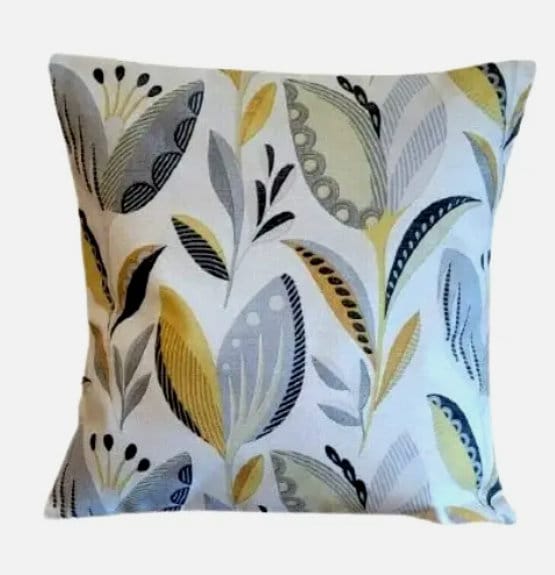 Fryetts Leon Ochre Yellow Grey Floral Cushion Cover , Throw Pillow , Scatter Cushions , Cushion Cover UK