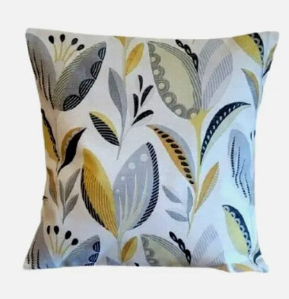 Fryetts Leon Ochre Yellow Grey Floral Cushion Cover , Throw Pillow , Scatter Cushions , Cushion Cover UK