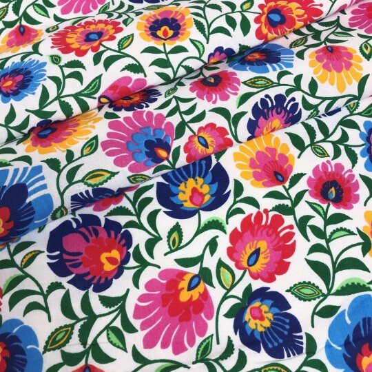 Folk Flowers Tablecloth , Floral Tablecloth , Round Tablecloth , Oval Tablecloth , Scandi Tablecloth , Tablecloth UK