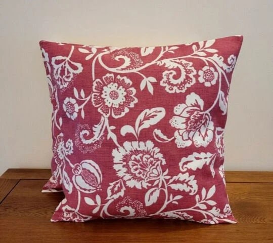 Eliza Tapestry Flowers Red Raspberry Cushion Cover