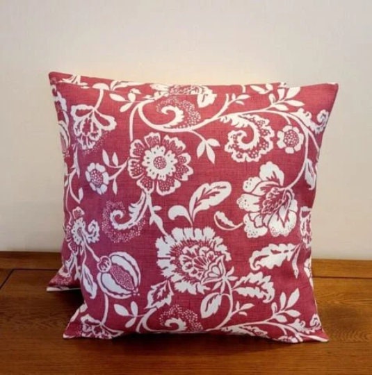 Eliza Tapestry Flowers Red Raspberry Cushion Cover