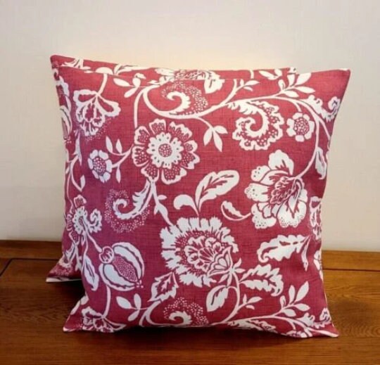 Eliza Tapestry Flowers Red Raspberry Cushion Cover