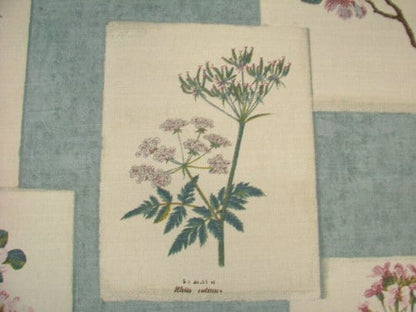 Herbs Floral Chambray Blue Tablecloth , Herbs Tablecloth , Tablecloth UK , Oval Tablecloth , Round tablecloth