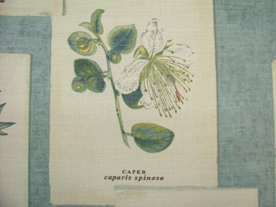 Herbs Floral Chambray Blue Tablecloth , Herbs Tablecloth , Tablecloth UK , Oval Tablecloth , Round tablecloth