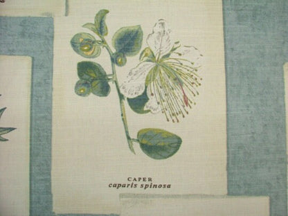 Herbs Floral Chambray Blue Tablecloth , Herbs Tablecloth , Tablecloth UK , Oval Tablecloth , Round tablecloth