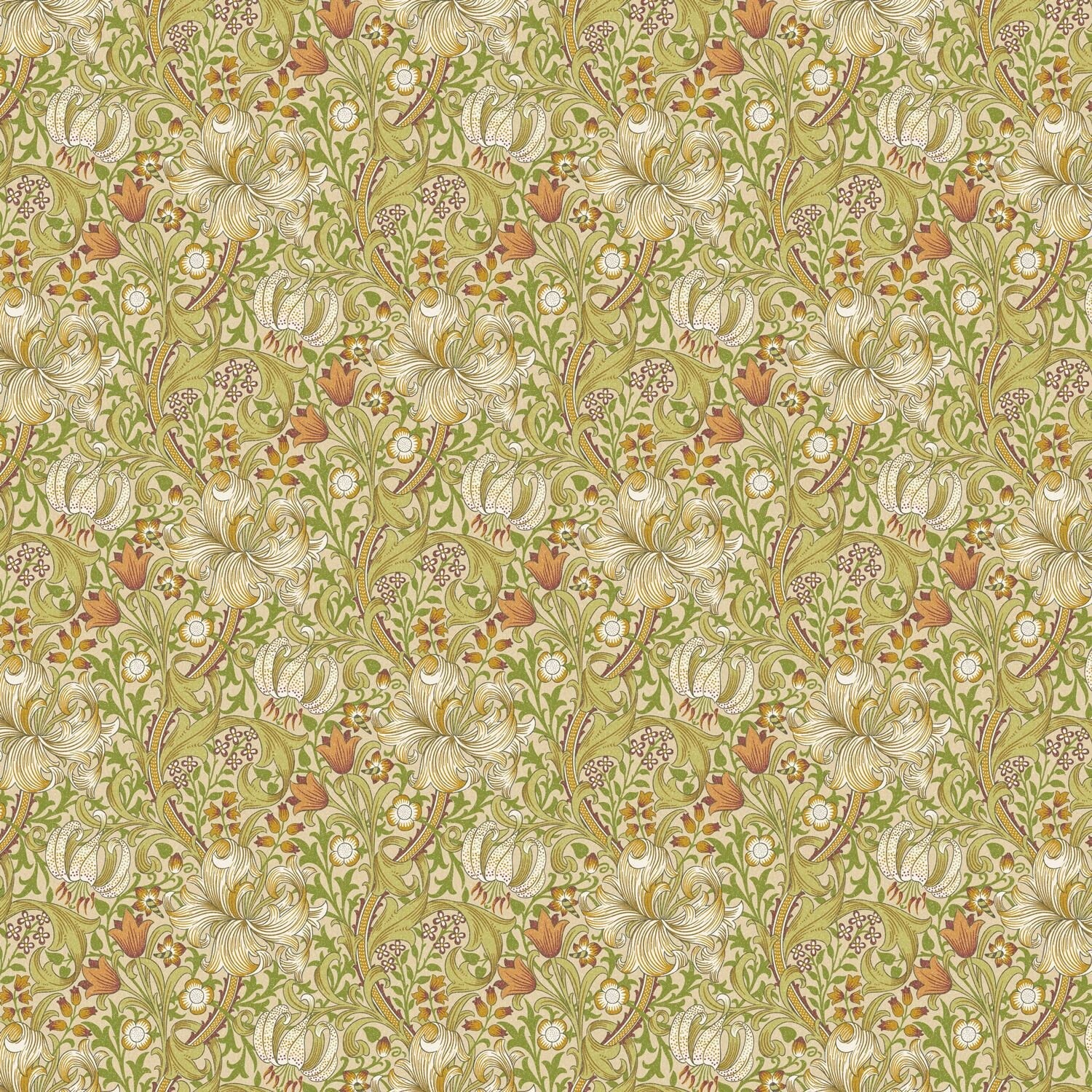 William Morris Golden Lily Tablecloth, Handmade Floral Cotton Tablecloth, UK Made