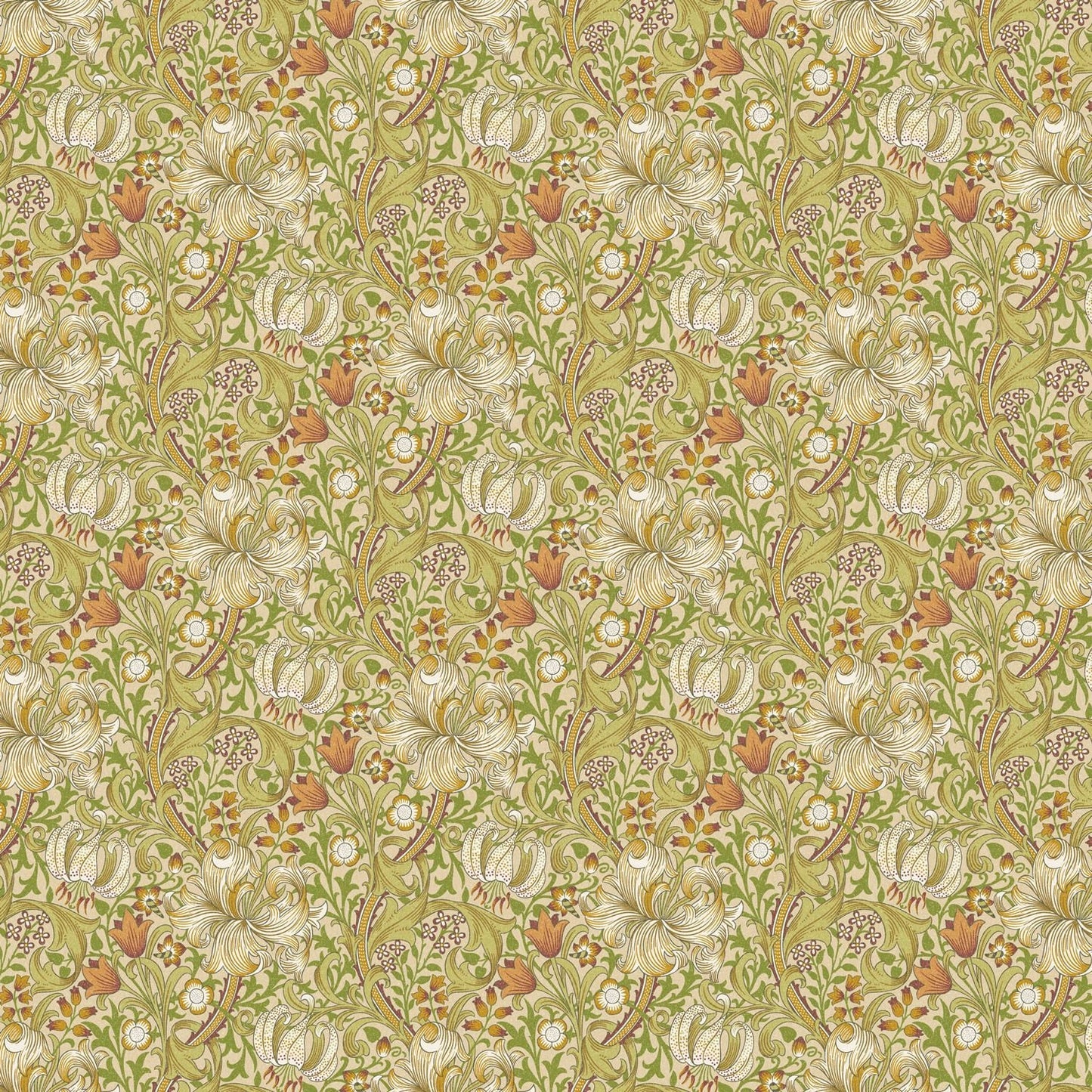 William Morris Golden Lily Tablecloth, Handmade Floral Cotton Tablecloth, UK Made