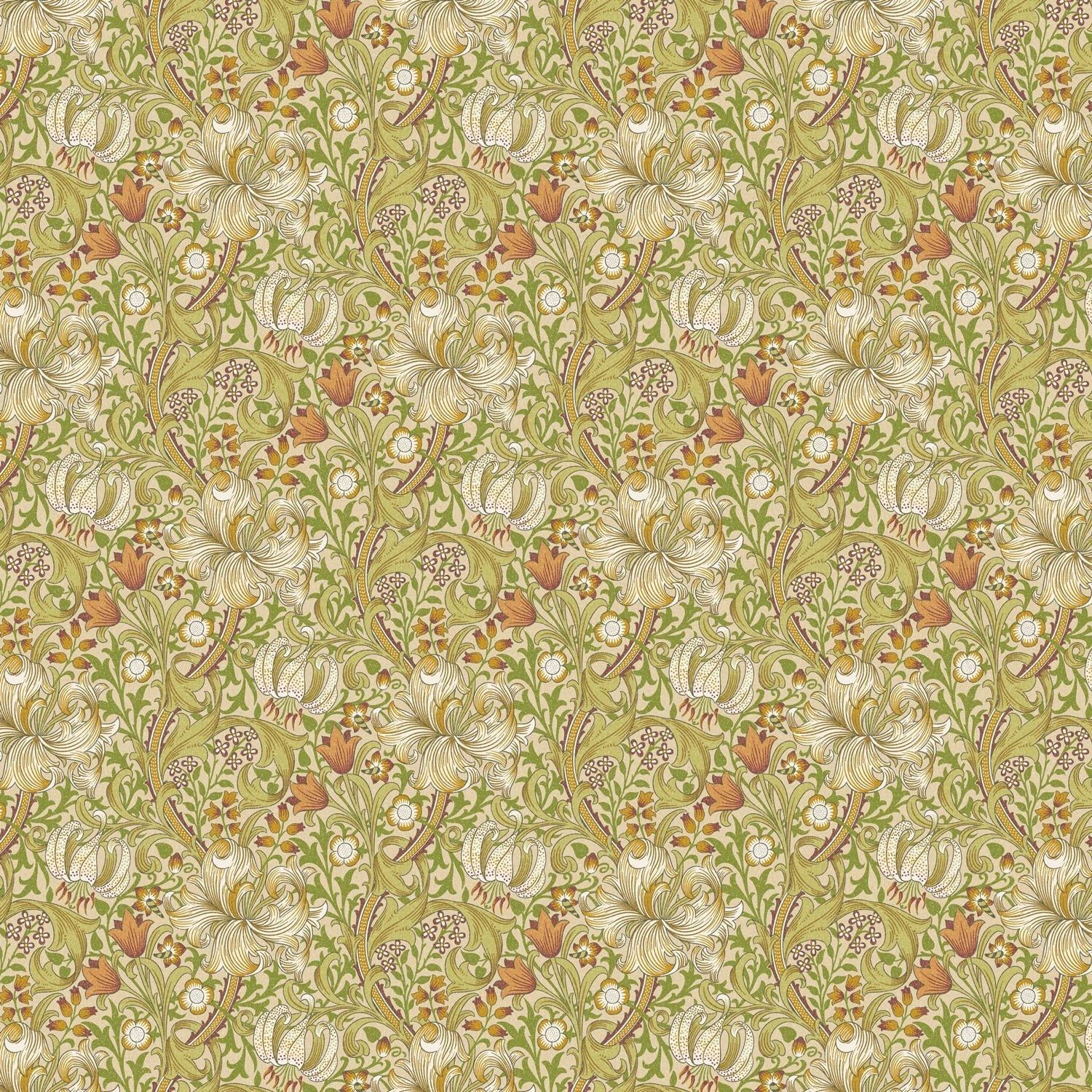 William Morris Golden Lily Tablecloth, Handmade Floral Cotton Tablecloth, UK Made