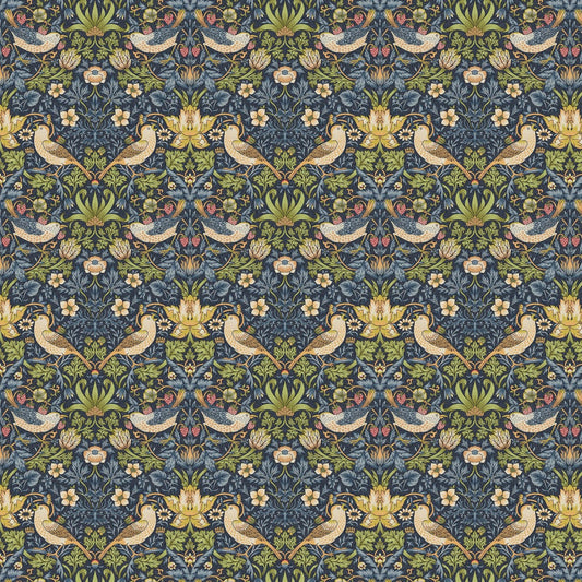 William Morris Strawberry Thief Navy Blue Tablecloth , Floral Birds Tablecloth , Round Tablecloth , Square Tablecloth , Tablecloth UK