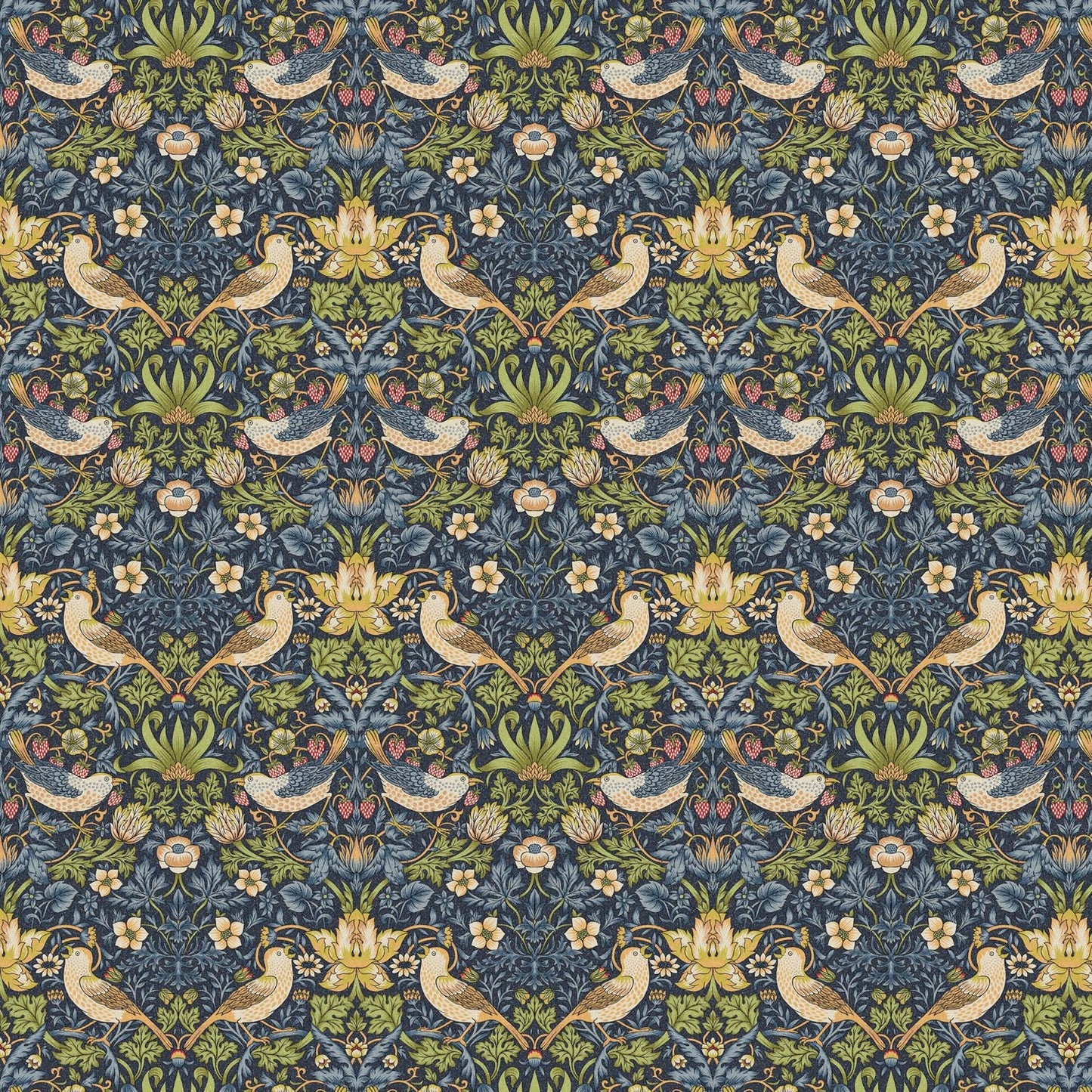 Round William Morris Tablecloth Strawberry Thief Navy , Floral Birds Tablecloth , Round Tablecloth , Square Tablecloth , Tablecloth UK