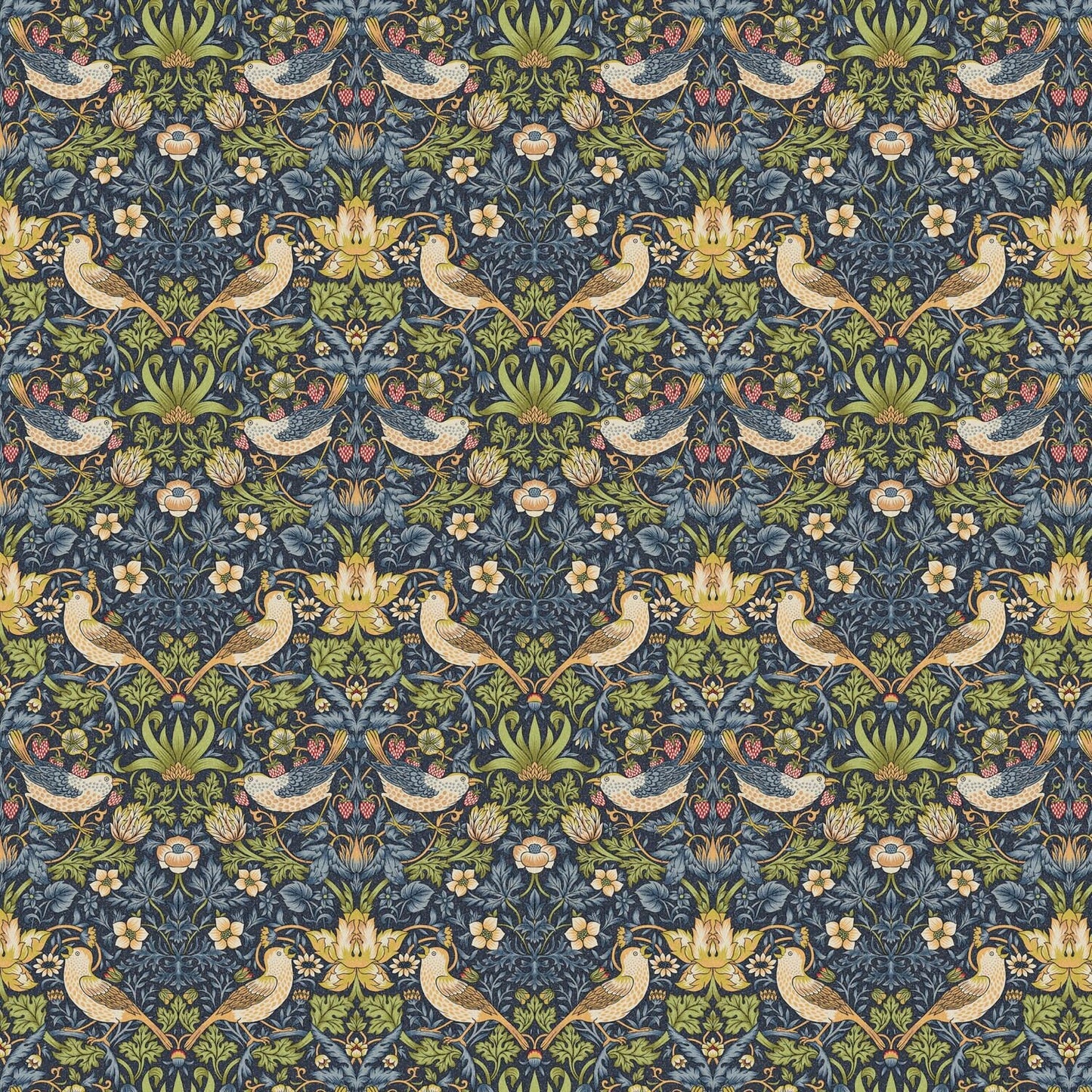 Round William Morris Tablecloth Strawberry Thief Navy , Floral Birds Tablecloth , Round Tablecloth , Square Tablecloth , Tablecloth UK