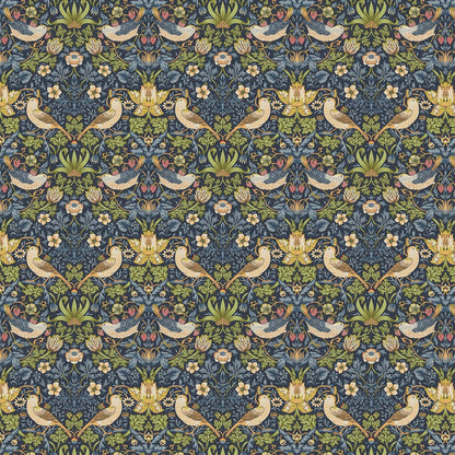 Round William Morris Tablecloth Strawberry Thief Navy , Floral Birds Tablecloth , Round Tablecloth , Square Tablecloth , Tablecloth UK